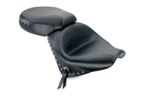 Honda VTX1300 S Two-Piece Motorcycle Seats - Mustang Motorcycle - Wide Touring with Studs - Black - `02-`09